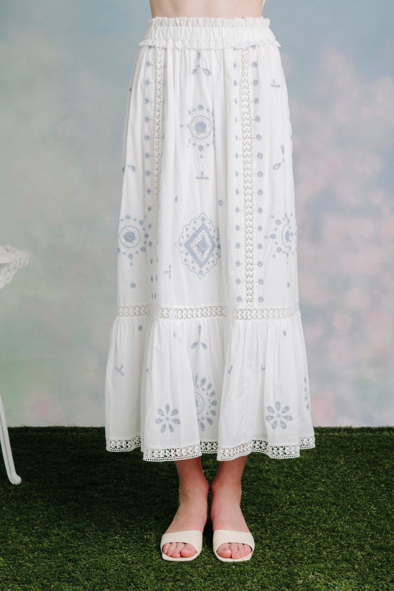 Addy Skirt in Forget Me Knot Embroidery