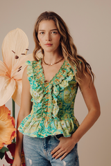 Zephyr Top in Tresco Floral Pistachio