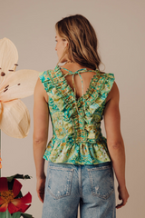Zephyr Top in Tresco Floral Pistachio