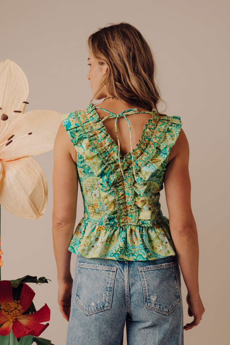 Zephyr Top in Tresco Floral Pistachio