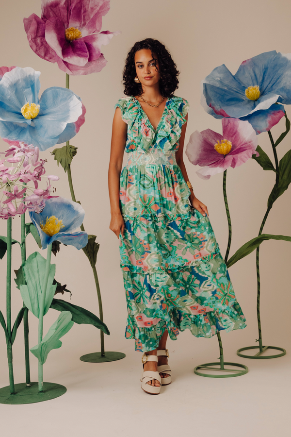 Azalea Dress in Symphonic Ikat Bermuda