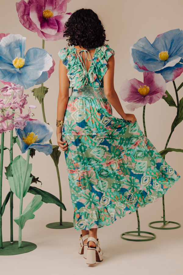 Azalea Dress in Symphonic Ikat Bermuda