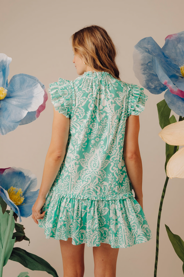 Edith Dress in Yara Print Bermuda