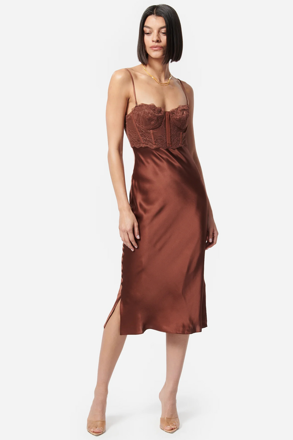 Saddle Brown Lara Dress Midi Dress