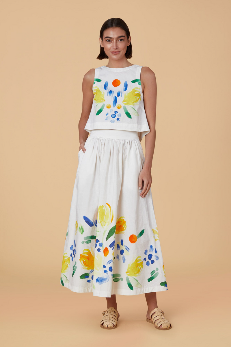 Tan Kit Skirt in Arancia Midi Skirt