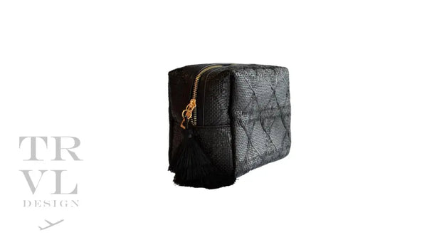 Black Luxe Bali Straw Everything Bag Cosmetic Bag
