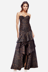 White Smoke The Blair | Strapless Ruffle Printed Gown Formal Dress