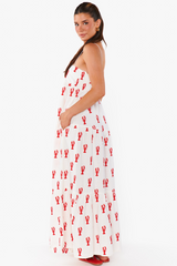Long Weekend Maxi Dress in Lobster Embroidery