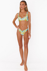 White Smoke Kini Bottom in Reversible Bouquet Gingham Bathing Suit