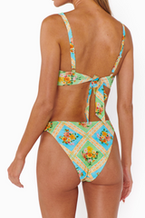 Sienna Kini Bottom in Reversible Bouquet Gingham Bathing Suit