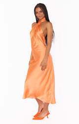 Sandy Brown Jasmine Halter Midi Dress Midi Dress