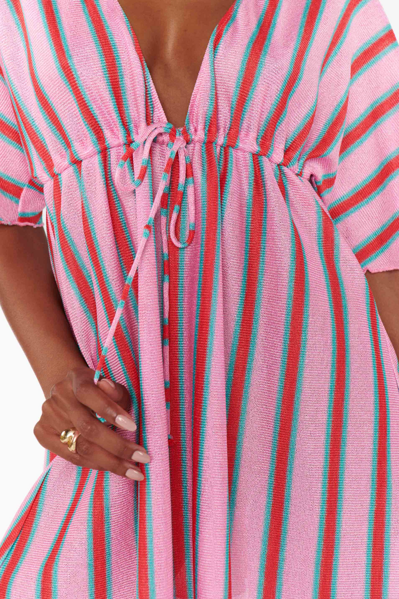 Rosy Brown Kenzie Tunic Dress in Porto Stripe Mini Dress