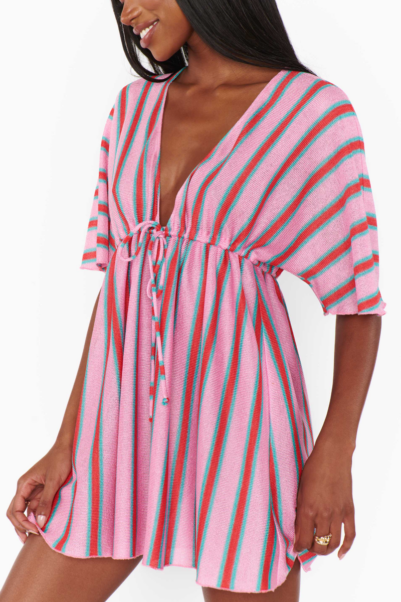 Misty Rose Kenzie Tunic Dress in Porto Stripe Mini Dress