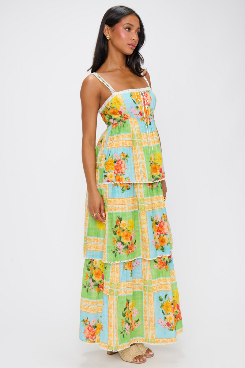 Antique White Peyton Midi Dress in Country Bouquet Midi Dress