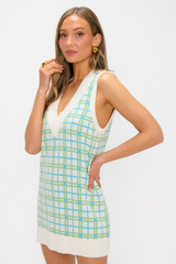 Antique White Hartford Tank Sweater Dress in On The Green Plaid Mini Dress