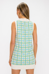 Lavender Hartford Tank Sweater Dress in On The Green Plaid Mini Dress