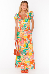 Beige Winnie Maxi Dress in Postcards From Italia Maxi Dress