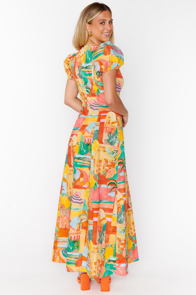 Beige Winnie Maxi Dress in Postcards From Italia Maxi Dress