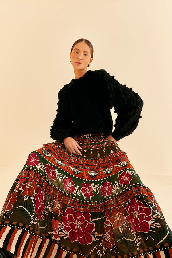 Wheat Ainika Floral Garden Tiered Maxi Skirt Maxi Skirt