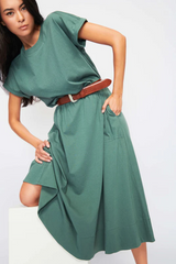 Dark Slate Gray Garcelle Seamed T-Shirt Dress Midi Dress