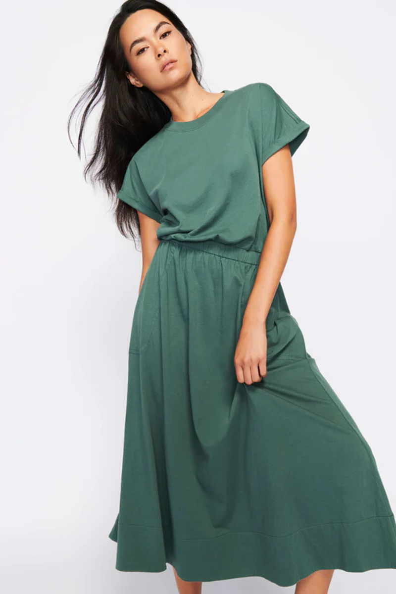 Dark Slate Gray Garcelle Seamed T-Shirt Dress Midi Dress