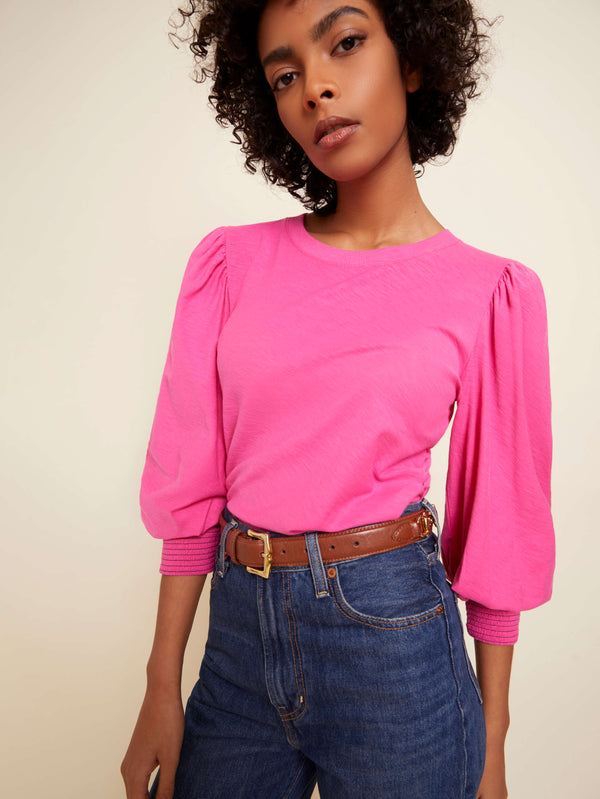 Dark Slate Gray Loren Smocked Peasant Tee Top