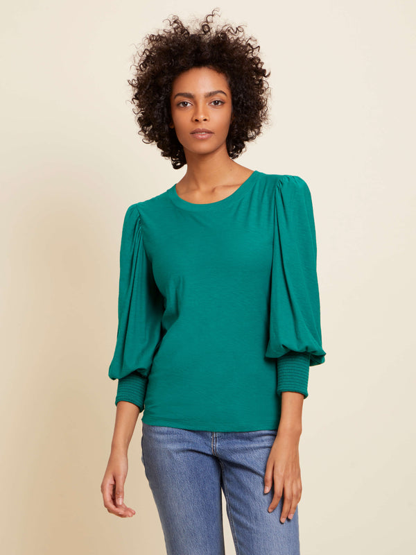 Dark Slate Gray Loren Smocked Peasant Tee Top