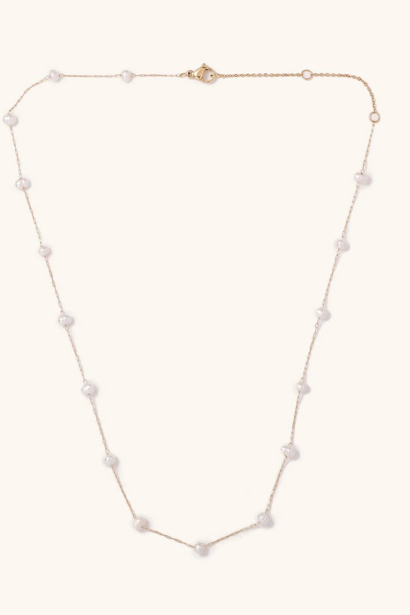 Floral White Camille Pearl Necklace Necklace