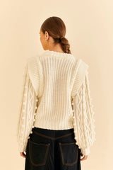 Wheat Off-White Braided Sweater Sweater