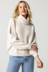 Light Gray Oversized Ribbed Turtleneck Sweater Sweater