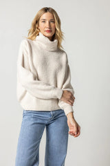 Light Gray Oversized Ribbed Turtleneck Sweater Sweater