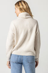 Light Gray Oversized Ribbed Turtleneck Sweater Sweater