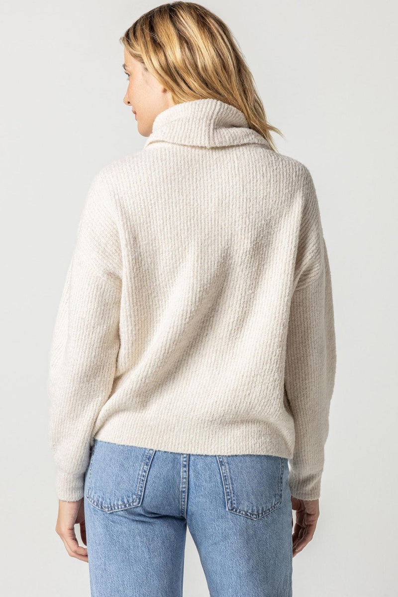 Light Gray Oversized Ribbed Turtleneck Sweater Sweater