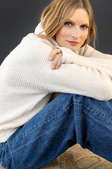 Light Gray Oversized Ribbed Turtleneck Sweater Sweater