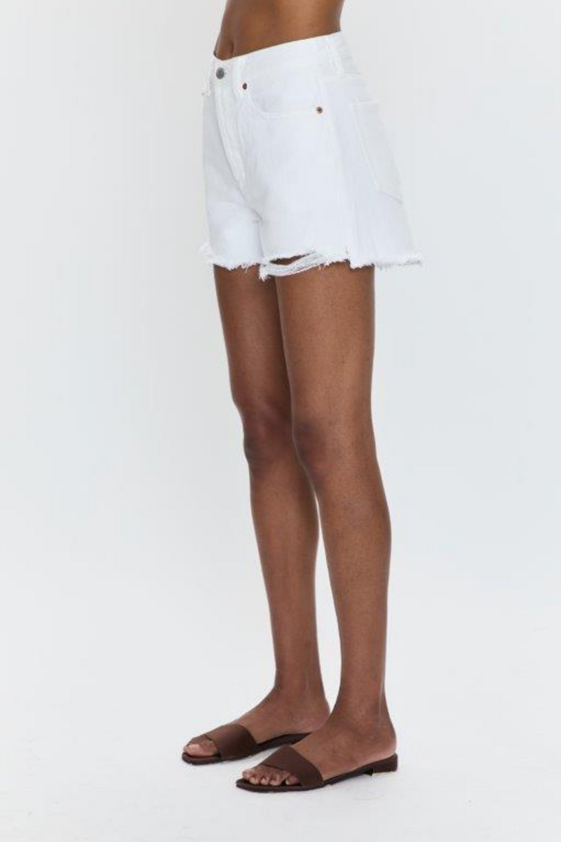Lavender Nova High Rise Cut Off Short | White Vintage Short
