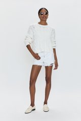 Lavender Nova High Rise Cut Off Short | White Vintage Short
