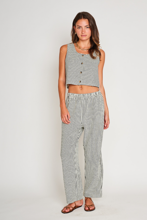 Light Gray Flynn Pant in Black & White Stripe Pant