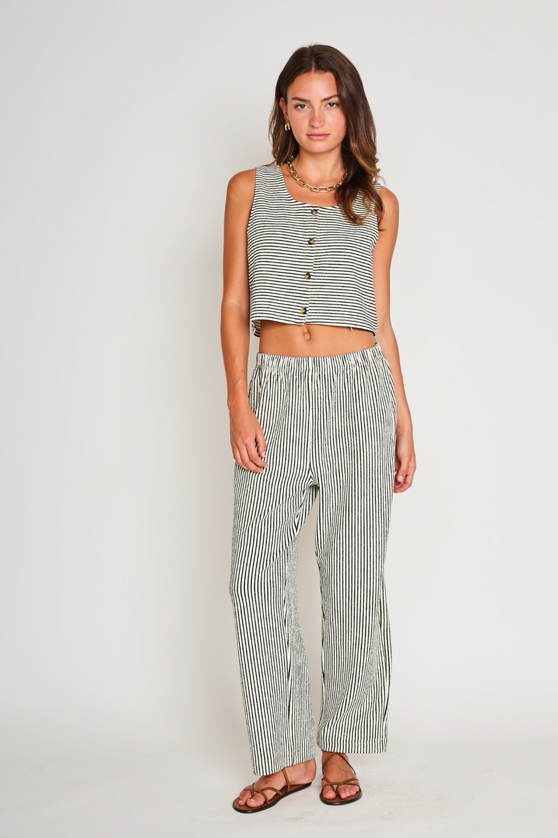 Light Gray Flynn Pant in Black & White Stripe Pant