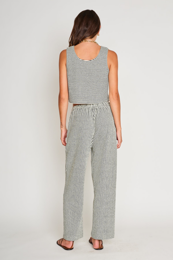 Light Gray Flynn Pant in Black & White Stripe Pant