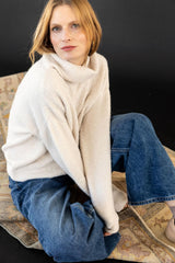 Wheat Oversized Ribbed Turtleneck Sweater Sweater