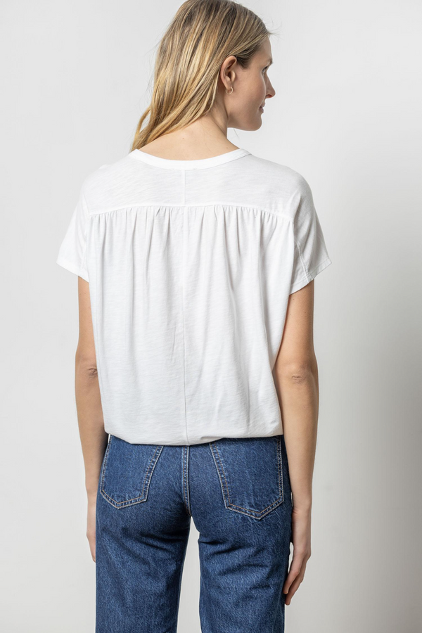 Light Gray Easy Shirred Short Sleeve top