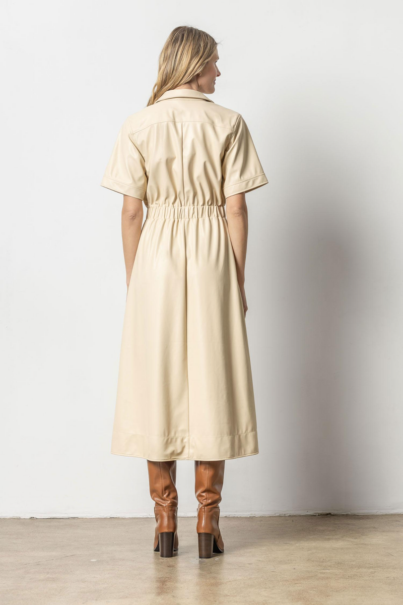 Light Gray Elastic Waist Short Sleeve Dress Midi Dress