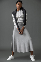 Dim Gray Flared Sweater Skirt Midi Skirt