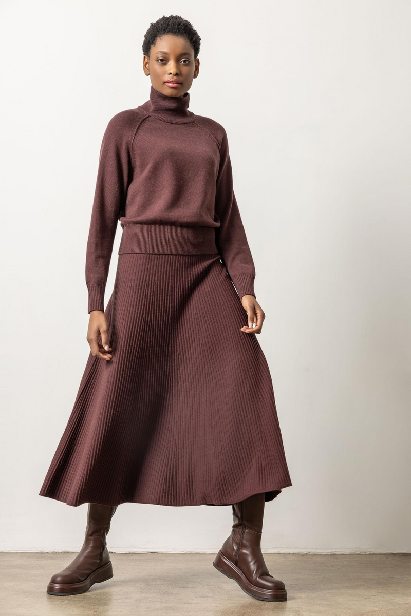 Light Gray Flared Sweater Skirt Midi Skirt