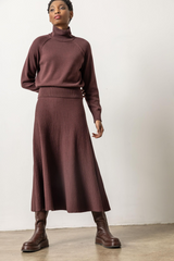 Light Gray Flared Sweater Skirt Midi Skirt