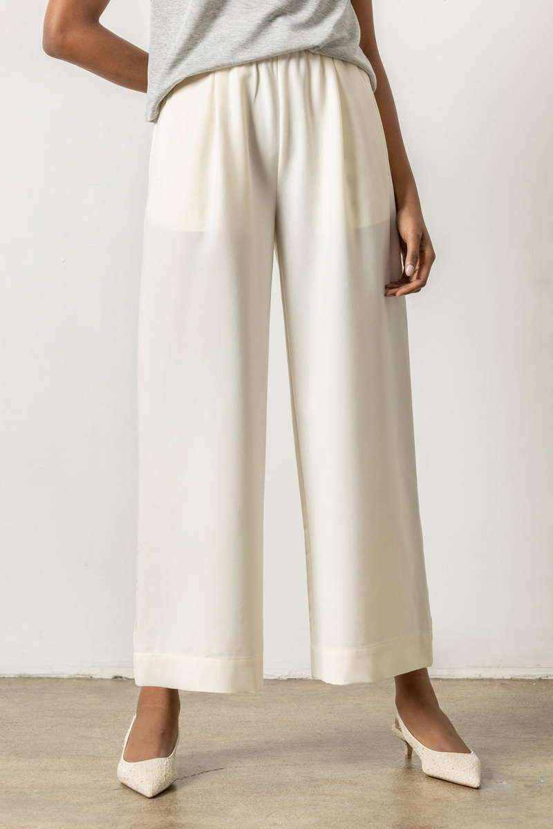 Light Gray Wide Leg Pull On Pant Pant