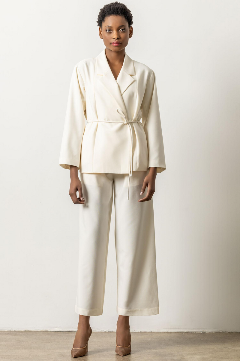 Light Gray Wide Leg Pull On Pant Pant