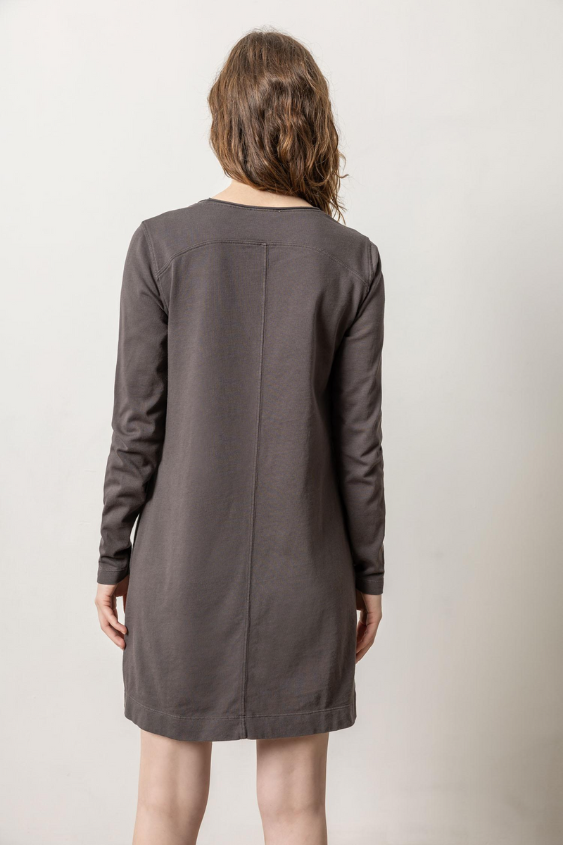 Dark Slate Gray Front Seam Crewneck Dress Mini Dress