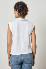 Light Gray Cap Sleeve Polo Top