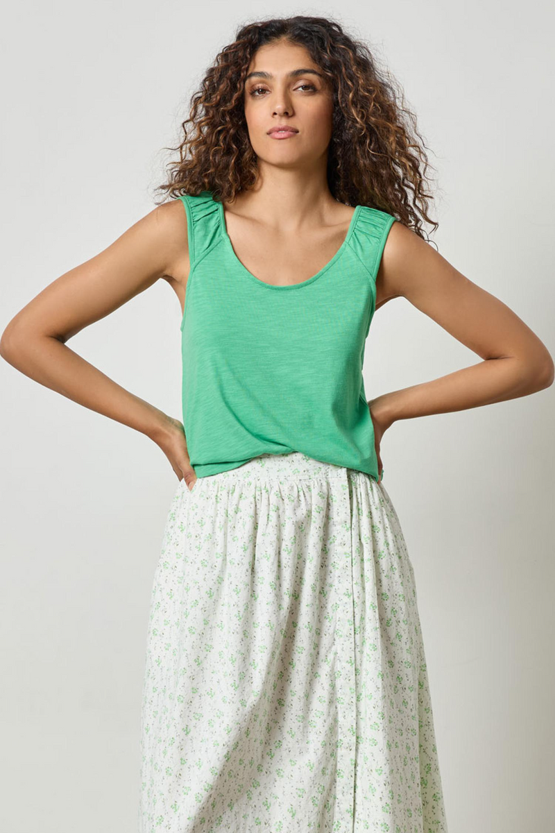 Light Gray Shirred Strap Tank Tank